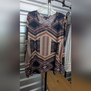 Patterned Long Sleeve Top